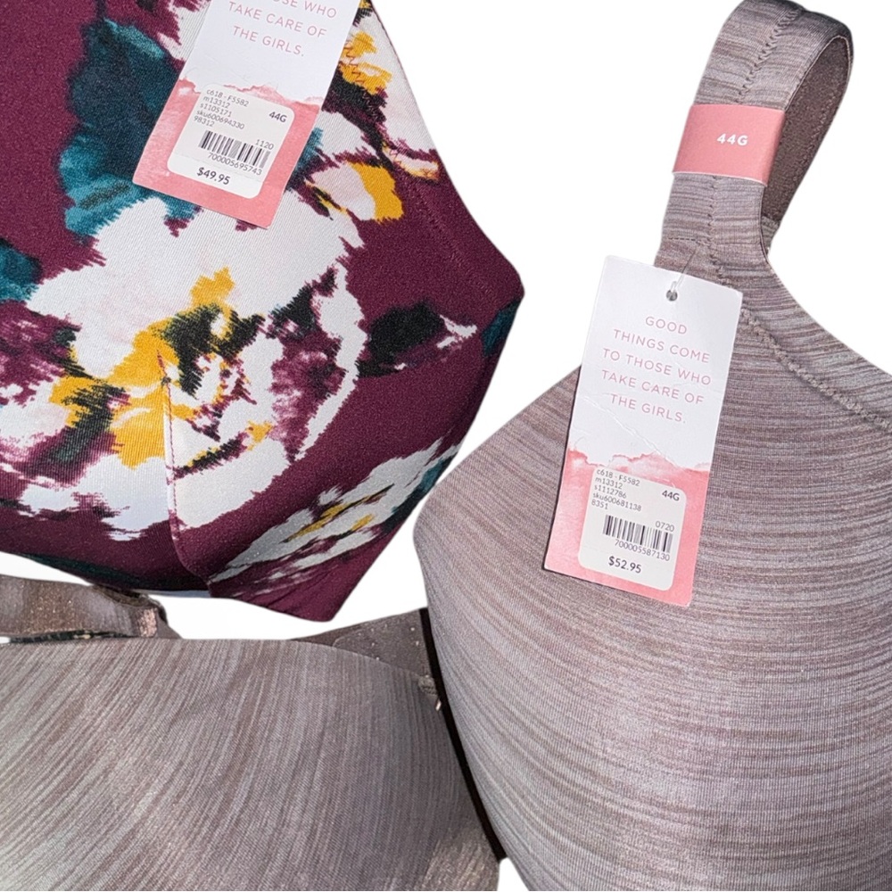 Cacique Lane Bryant 44G Bra Bundle NWT Lightly Lined Full Coverage Floral Taupe - Picture 5 of 11